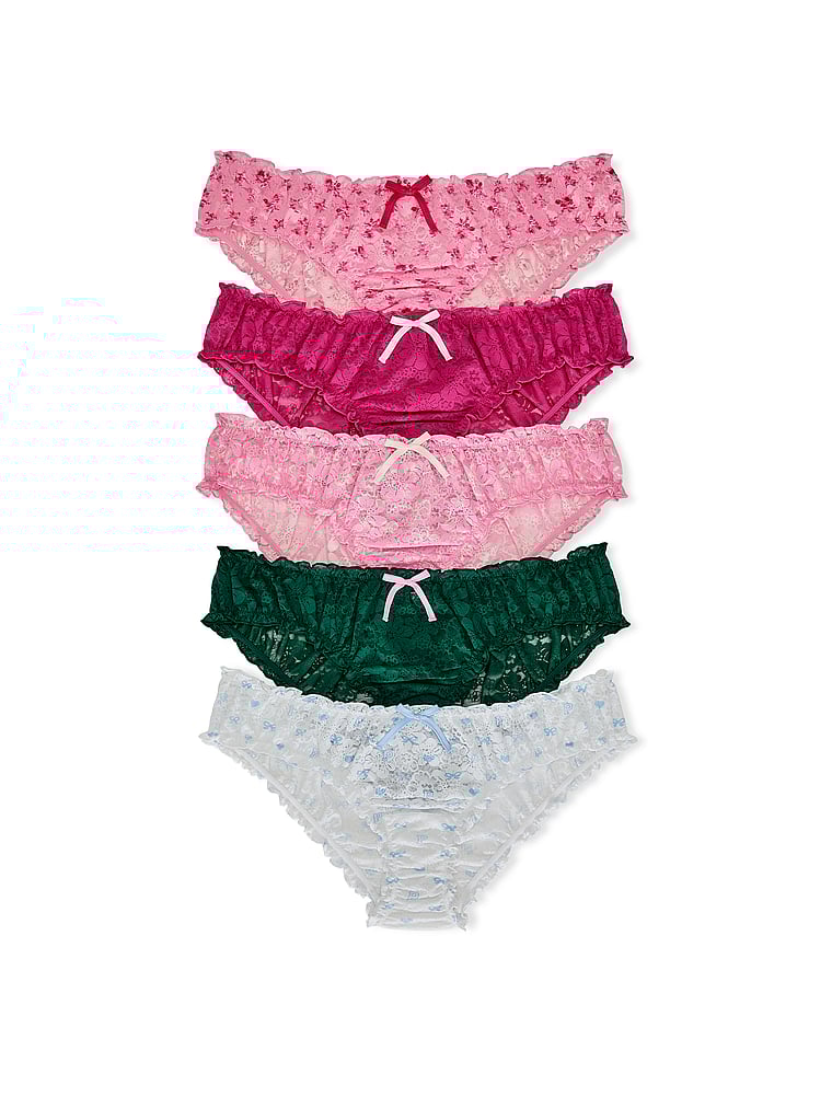 PINK x LoveShackFancy Holiday Bow 5-Pack Cheeky Panties
