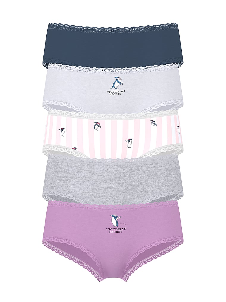 5-Pack Cotton Lace-Waist Cheeky Panties