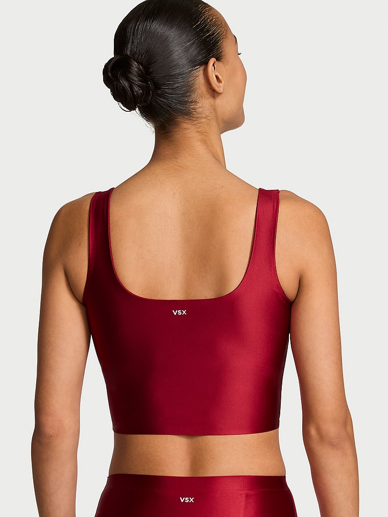 Victoria's Secret, VSX VSX GlossyTech™ Square-Neck Bra Top, Ready Red, onModelBack, 2 of 4