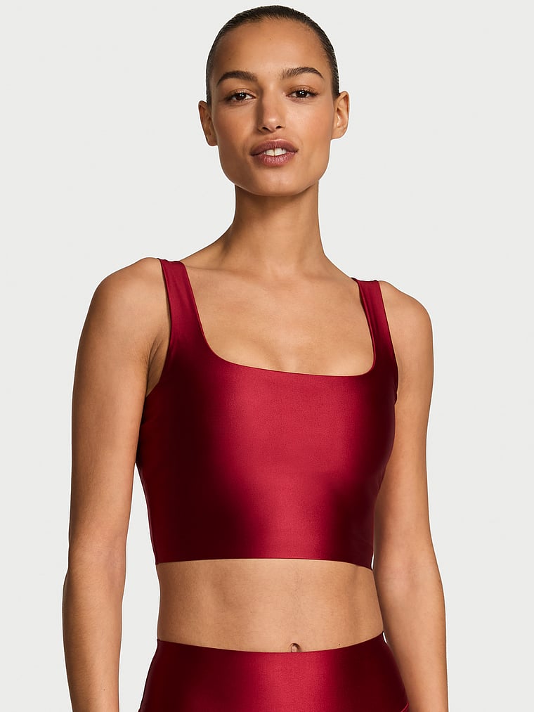 Victoria's Secret, VSX VSX GlossyTech™ Square-Neck Bra Top, Ready Red, onModelFront, 1 of 4