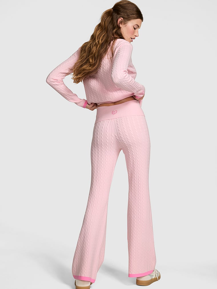 PINK x LoveShackFancy Knit Foldover Flare Pants