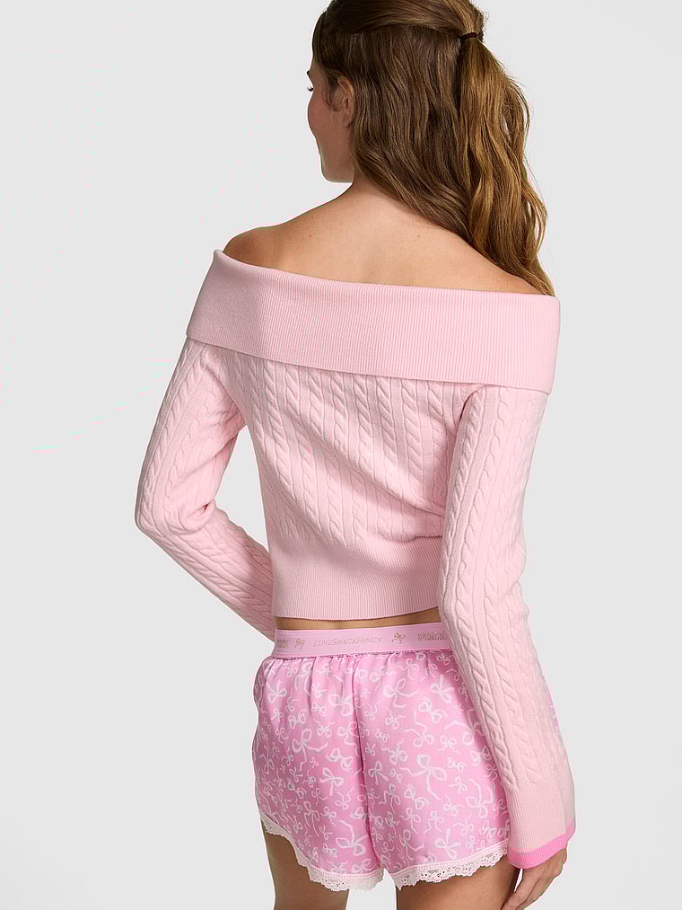 PINK x LoveShackFancy Off-the-Shoulder Sweater