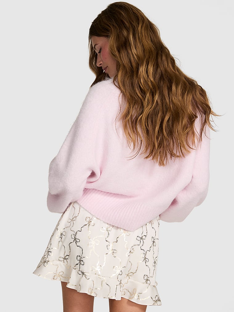 PINK x LoveShackFancy Satin Ruffle Mini Skirt