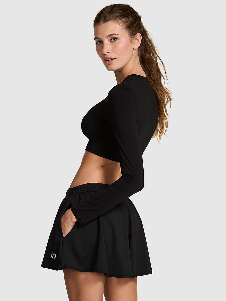 PINK PINK Relay™ Flirty Shorts, Pure Black, onModelBack, 2 of 3