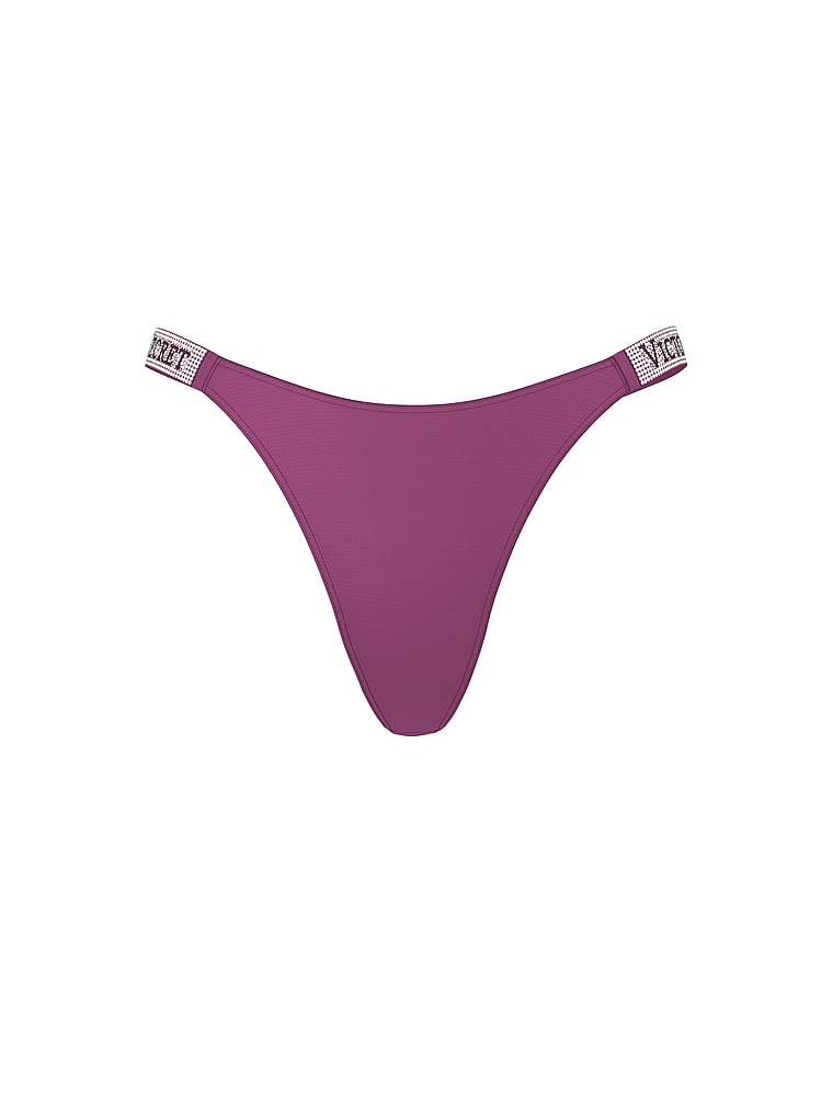 Victoria's Secret, Very Sexy Gradient Shine Strap Rose Lace V-String Panty, Mauve Mist, offModelFront, 3 of 3