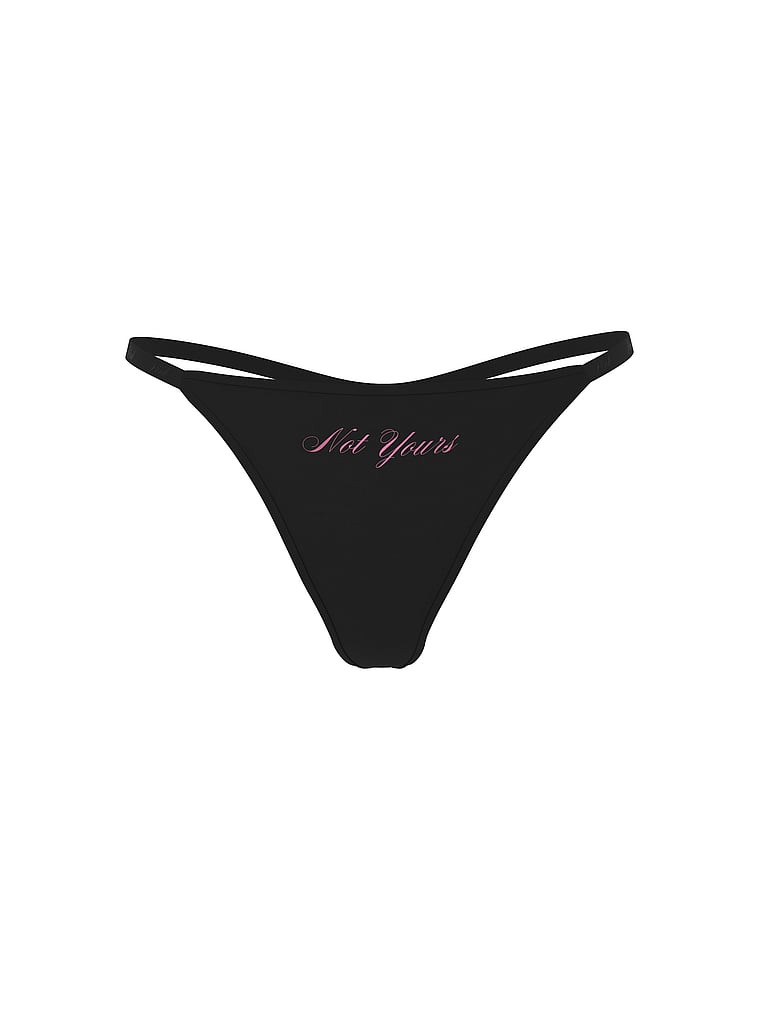 Logo Cotton Shine High-Leg Thong Panty