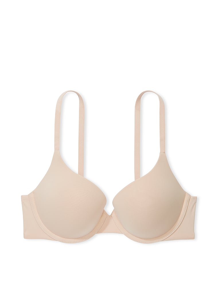 Victoria's Secret, The T-shirt Perfect Shape Cotton Push-Up Bra, Marzipan, offModelFront, 3 of 4