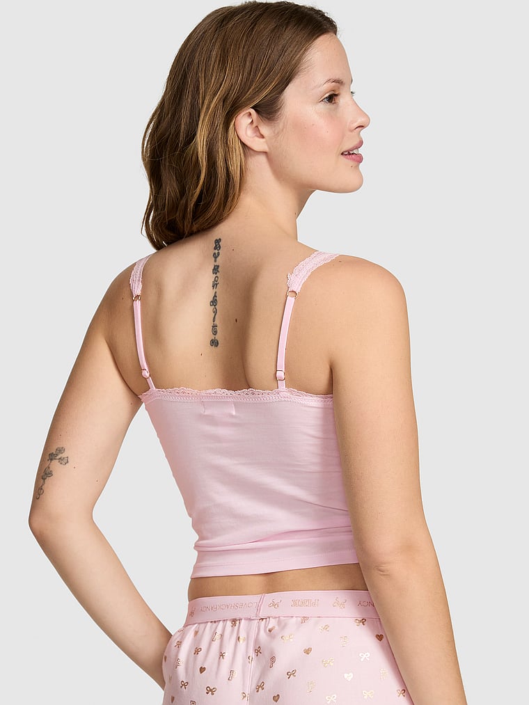 PINK x LoveShackFancy Lace-Trim Tank Top