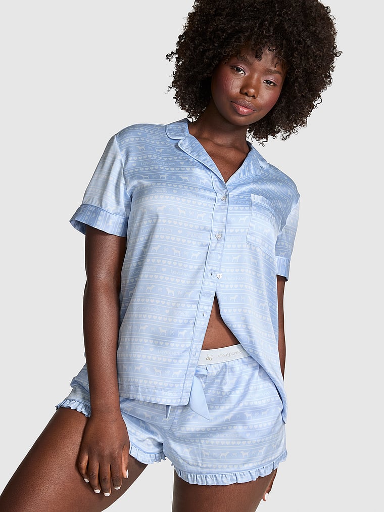 PINK x LoveShackFancy Satin Short Pajama Set