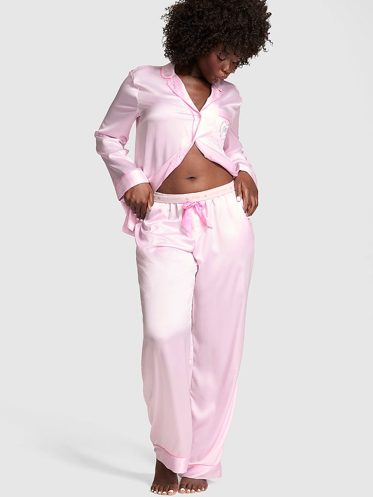 PINK x LoveShackFancy Satin Long Pajama Set