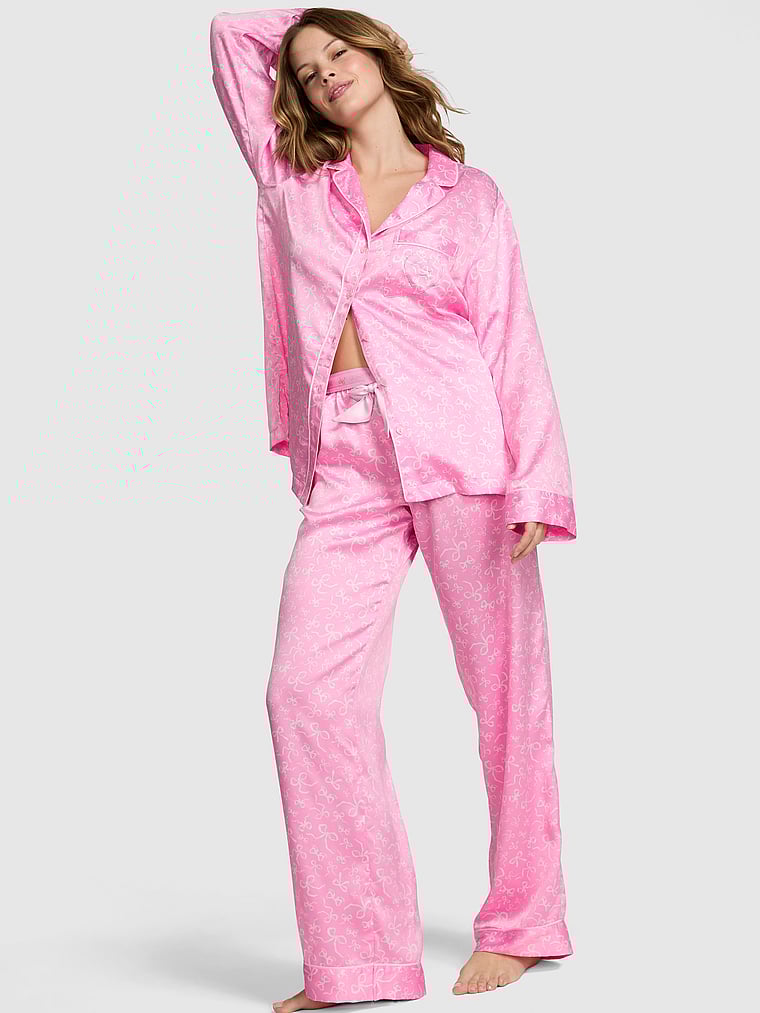 PINK x LoveShackFancy Satin Long Pajama Set