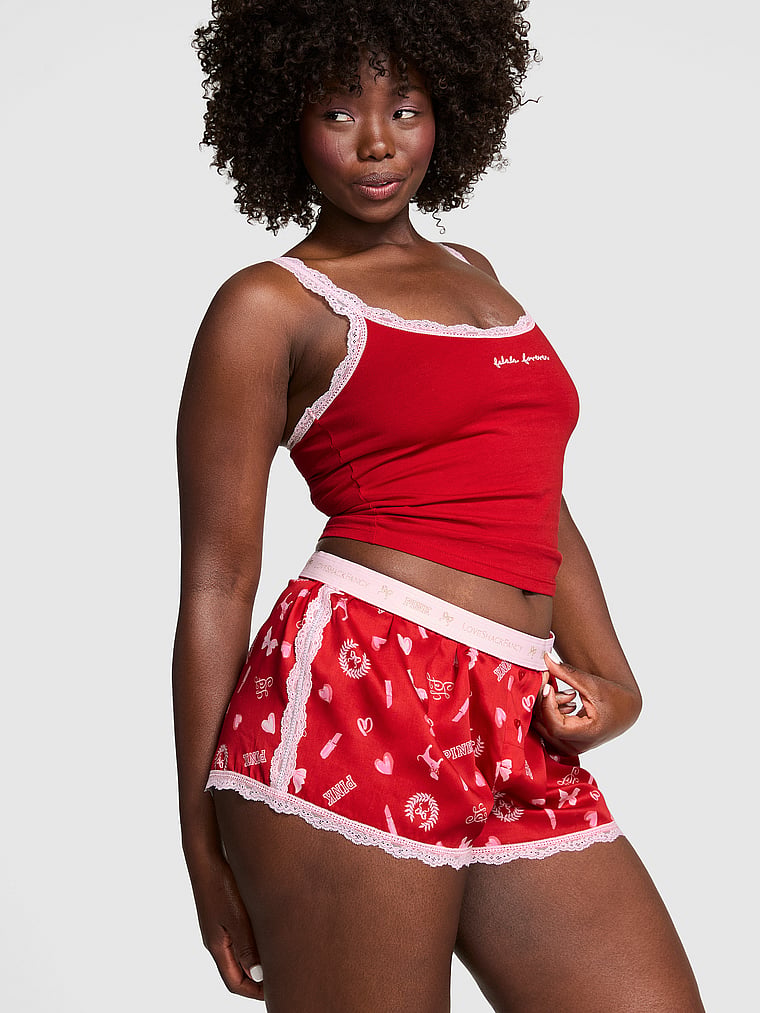 PINK X LoveShackFancy Silky Boxy Pajama Shorts