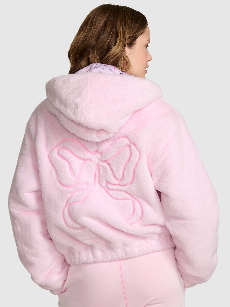Buy PINK x LoveShackFancy Faux-Fur Cropped Bomber Jacket, Pink