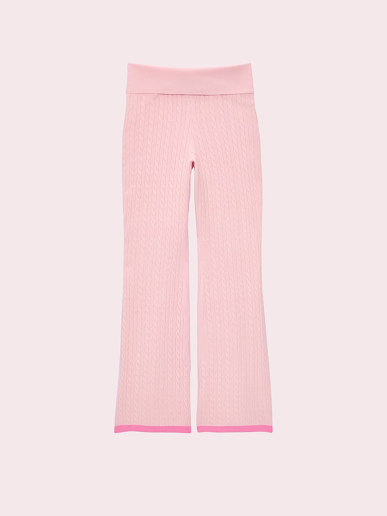 PINK x LoveShackFancy Knit Foldover Flare Pants