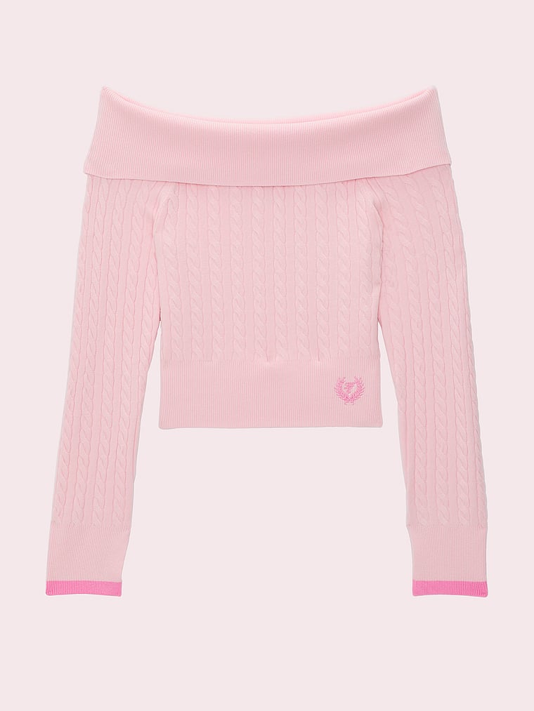 PINK x LoveShackFancy Off-the-Shoulder Sweater