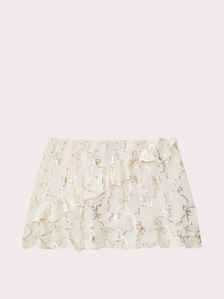 PINK x LoveShackFancy Satin Ruffle Mini Skirt