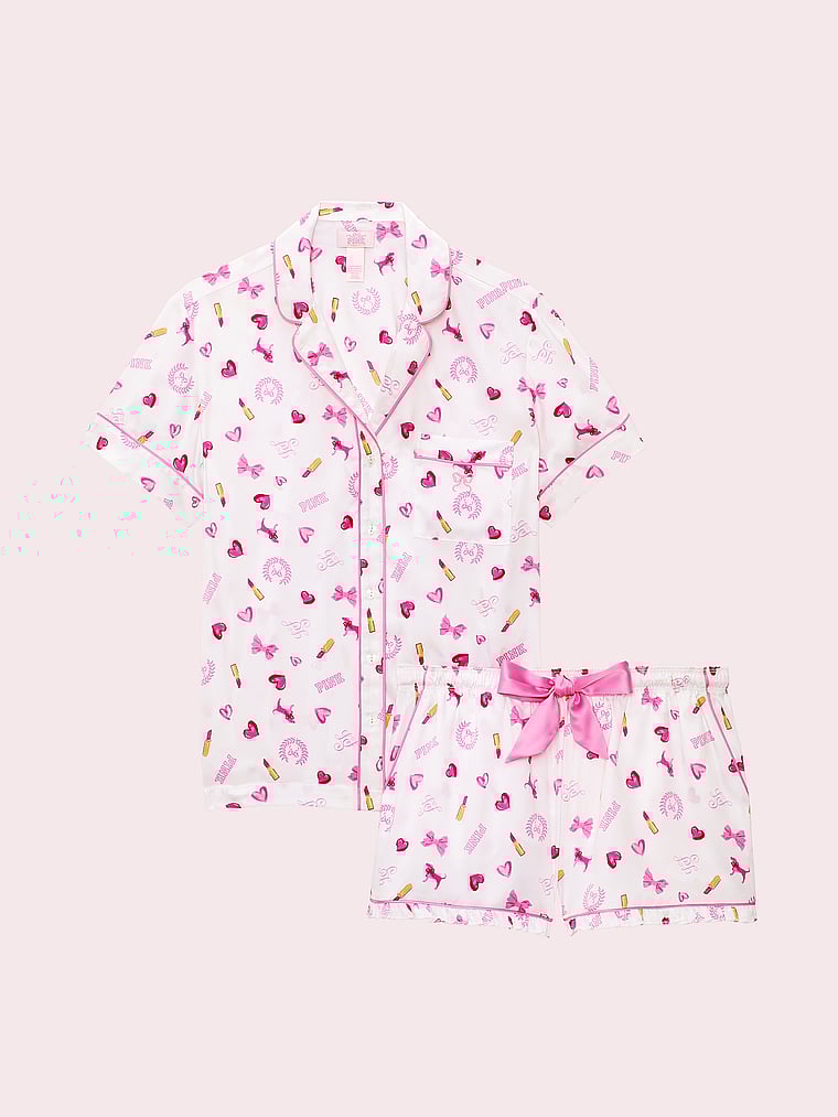PINK x LoveShackFancy Satin Short Pajama Set