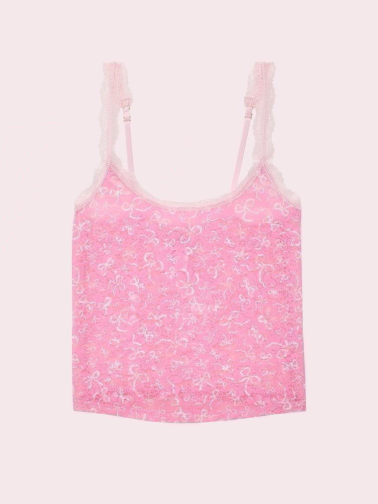 PINK X LoveShackFancy PINK x LoveShackFancy Lace-Trim Tank Top, Tossed Bows, offModelFront, 3 of 4