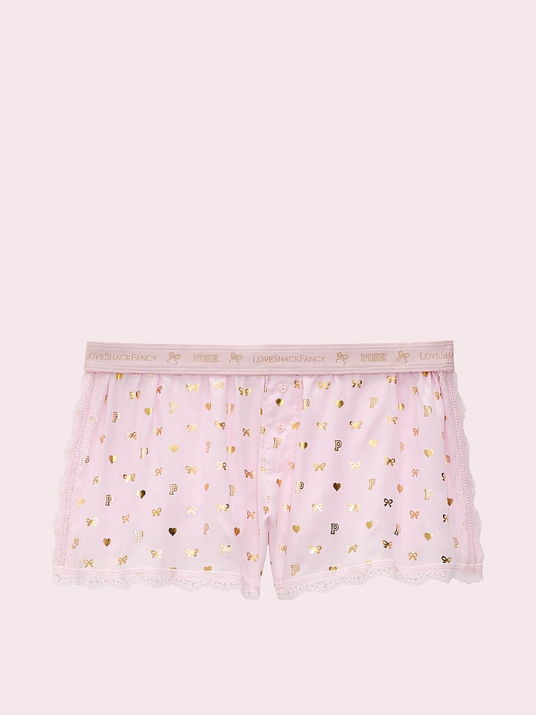 PINK x LoveShackFancy Silky Boxy Pajama Shorts