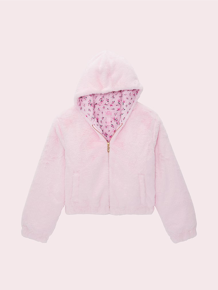 Buy PINK x LoveShackFancy Faux-Fur Cropped Bomber Jacket, Pink