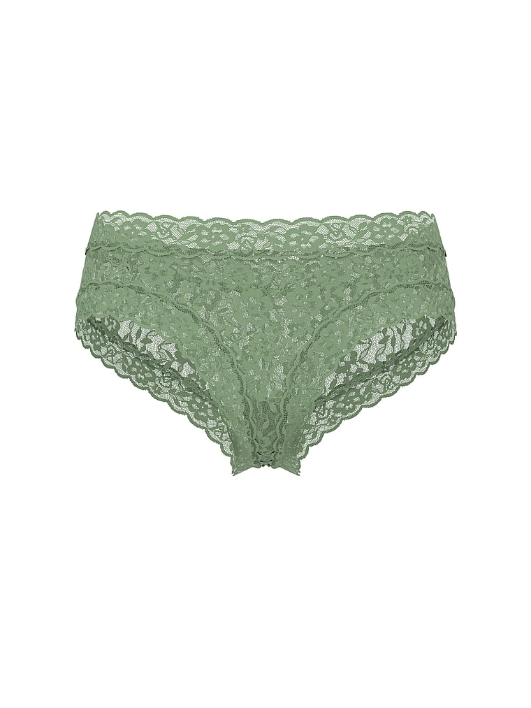 Victoria's Secret, The Lacie Lace Cheeky Panty, Simply Sage, offModelFront, 3 of 3