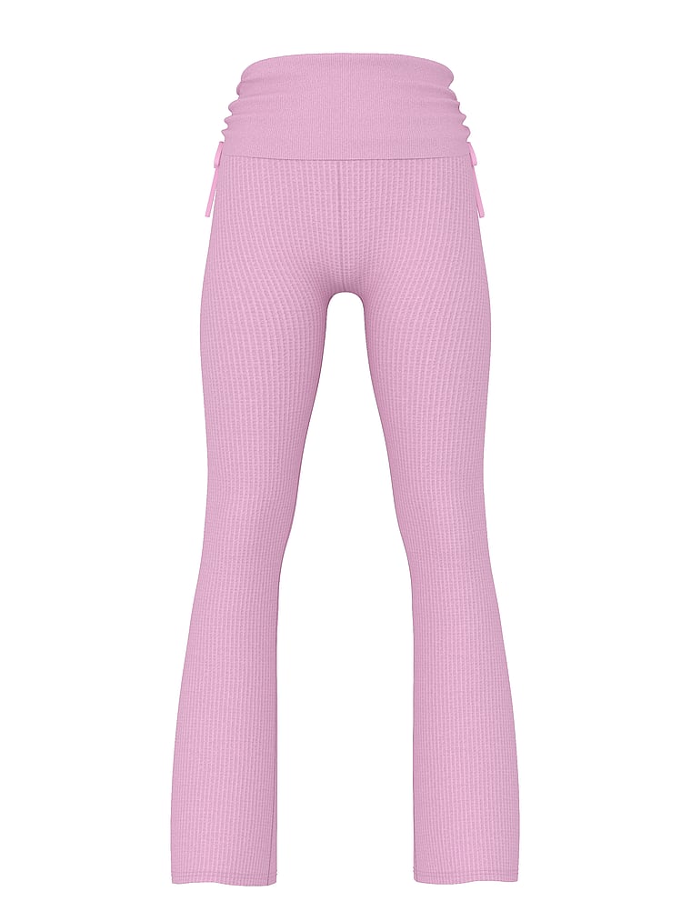 Waﬄe Knit Foldover Flare Pants