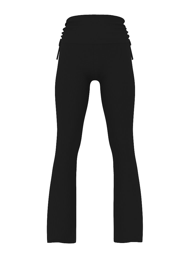 Waﬄe Knit Foldover Flare Pants