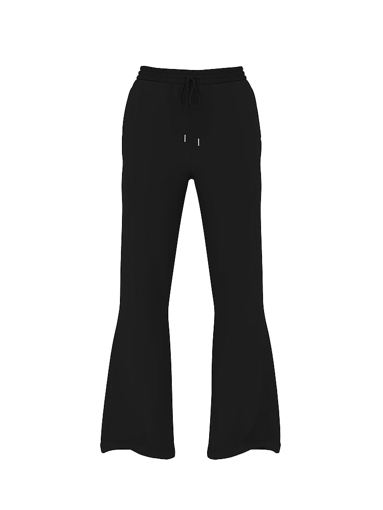 Victoria's Secret, Angel Essentials Off-Duty Terry Flare Sweatpant, Pure Black, offModelFront, 4 of 4