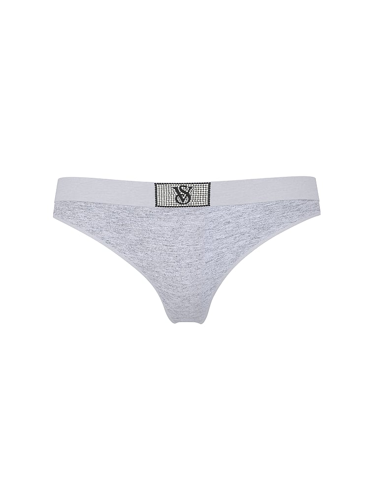 Victoria's Secret, Cotton Logo Cotton Shine Patch Thong Panty, offModelFront, 3 of 4