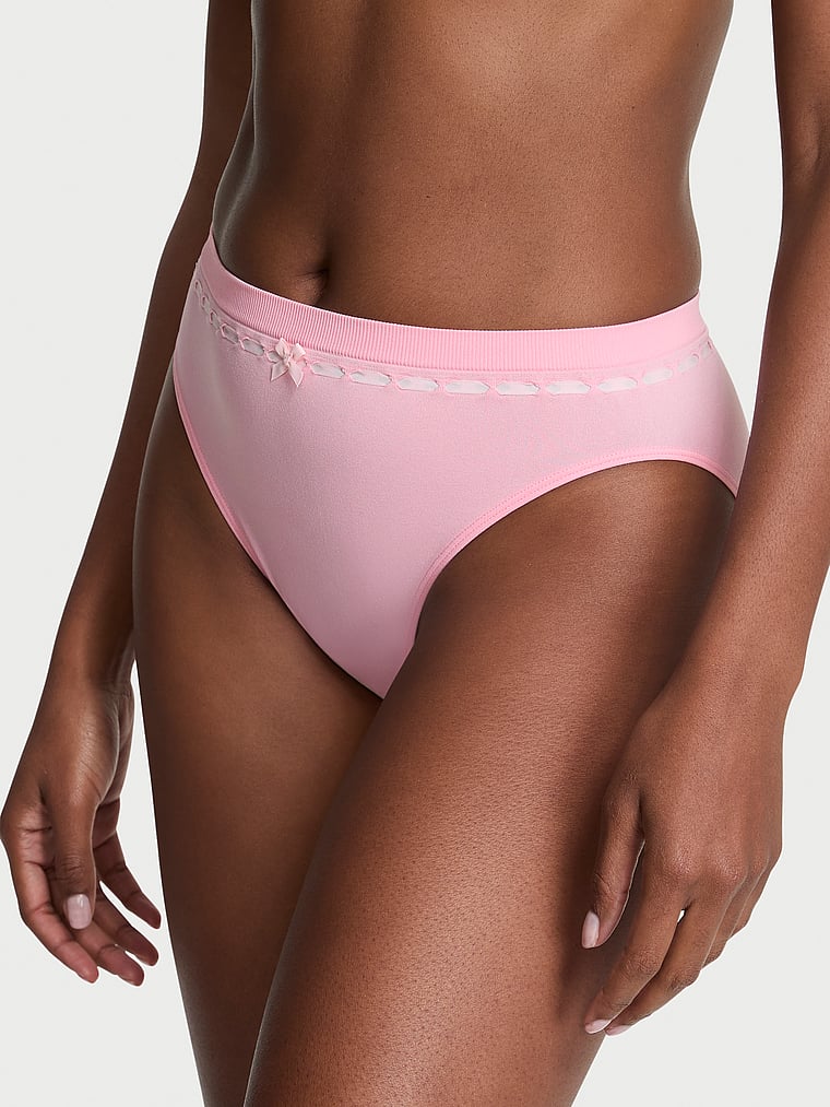 Victoria's Secret, Seamless Seamless Ribbon Slot High-Leg Brief Panty, onModelFront, 1 of 3