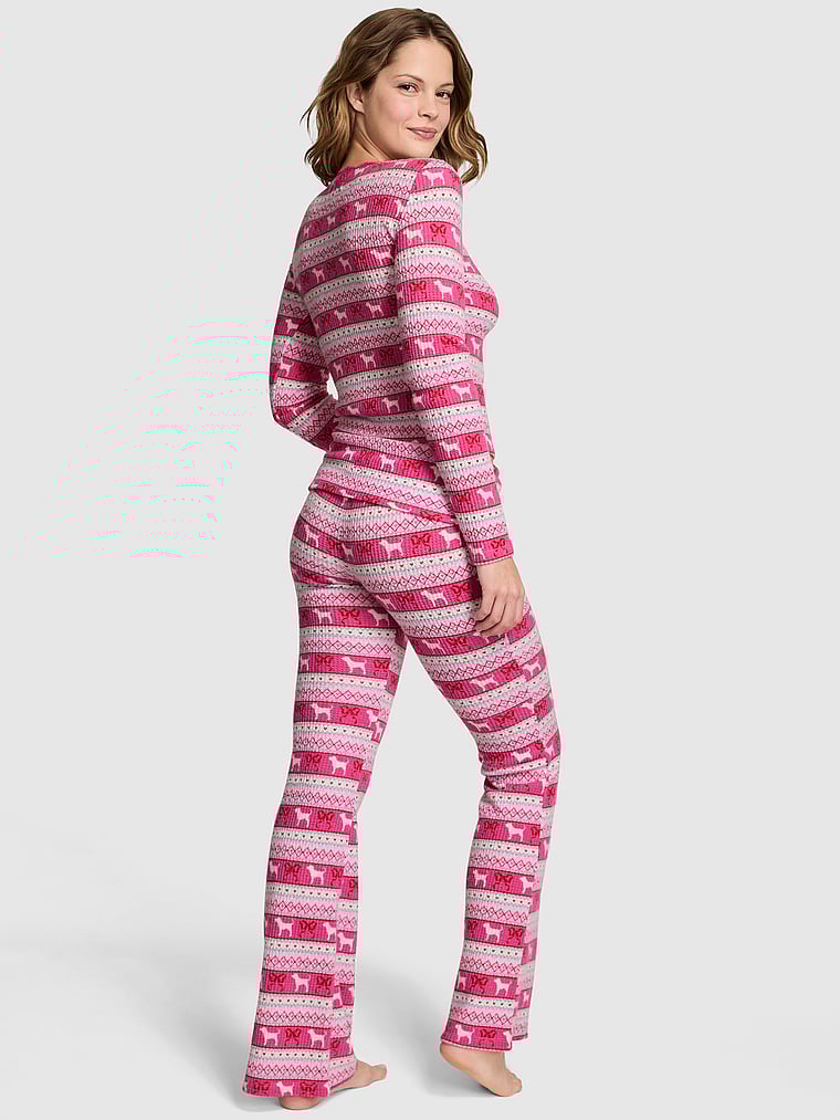 PINK x LoveShackFancy Waffle Long Pajama Set