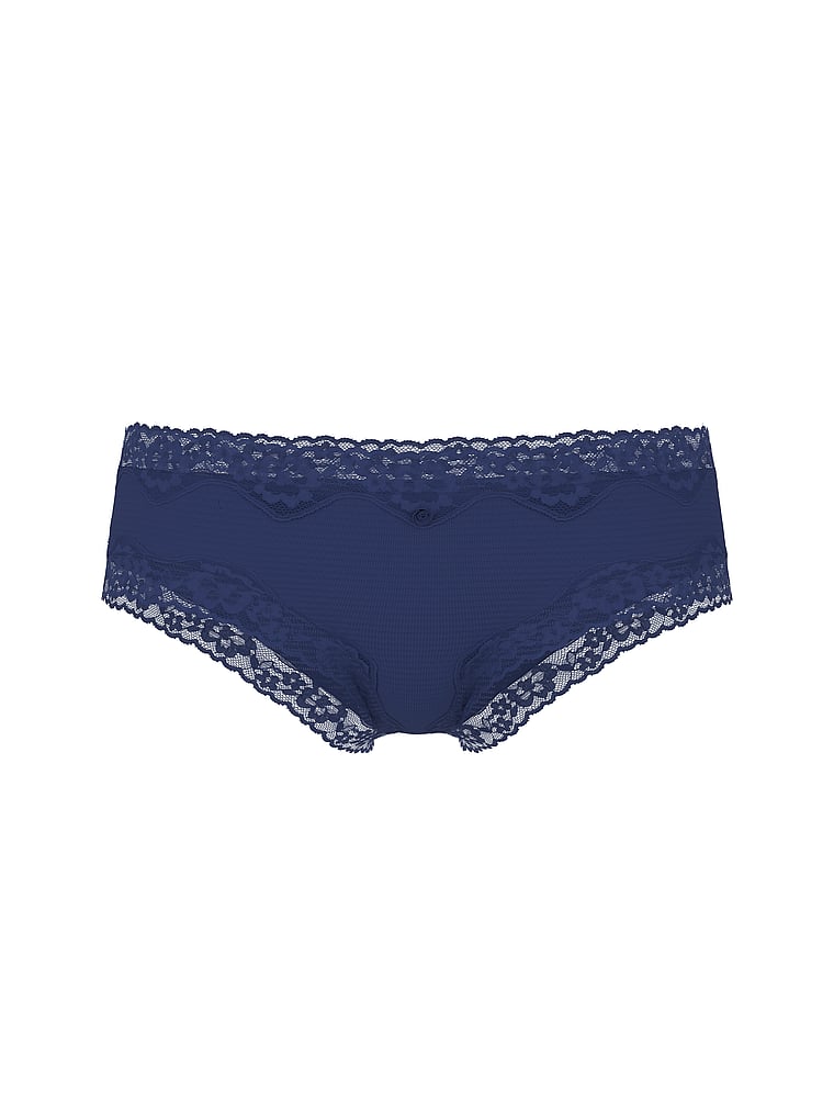 Cotton Shadow Stripe Lace-Waist Cheeky Panty