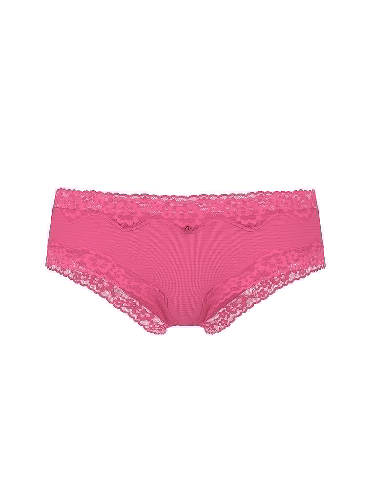 Cotton Shadow Stripe Lace-Waist Cheeky Panty