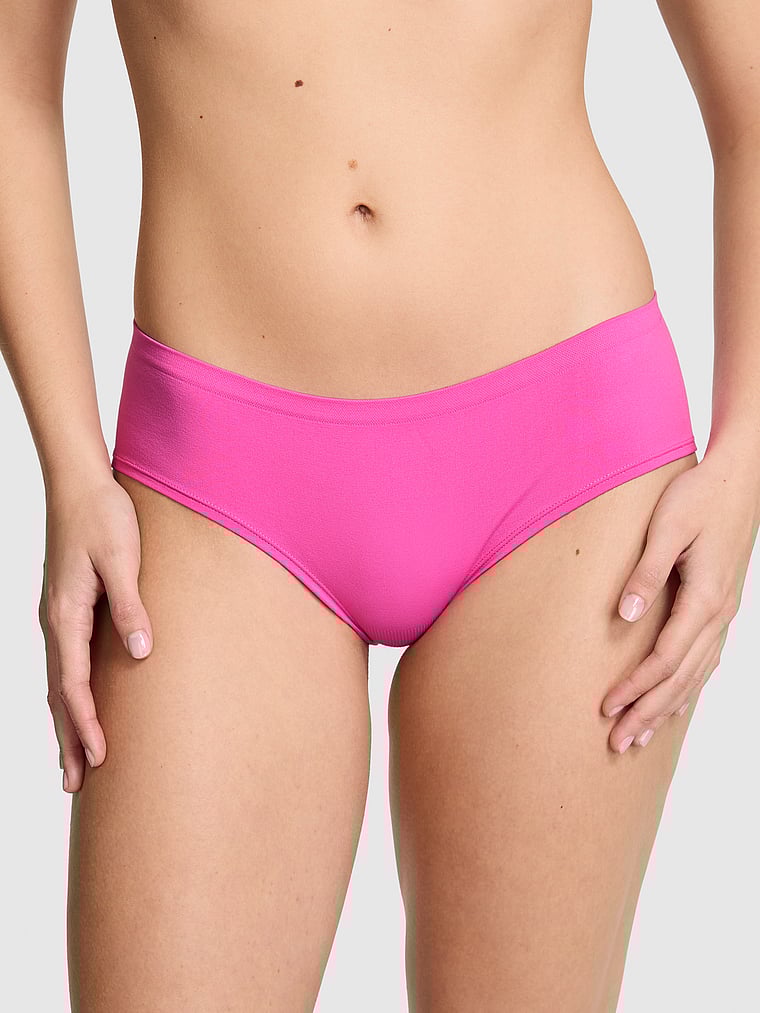 PINK Seamless Hiphugger Panty, Sizzling Strawberry, onModelFront, 1 of 3 Taylor is 5'8" and wears Small