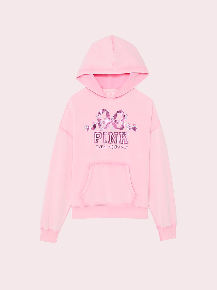 PINK X LoveShackFancy PINK x LoveShackFancy Oversized Hoodie, Pink Lollipop Wash, offModelFront, 2 of 5