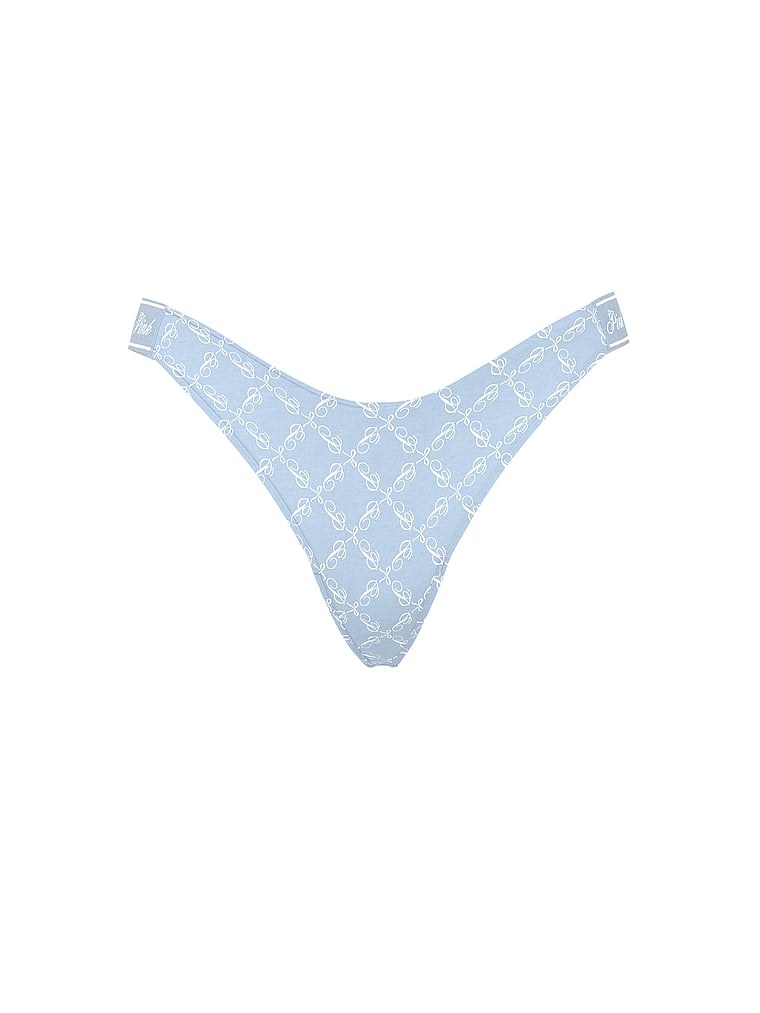 Logo Cotton Shine High-Leg Thong Panty