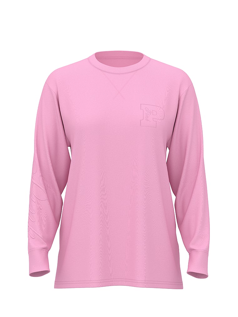 PINK Campus Cotton™ Long-Sleeve Tee, Hushed Lilac, offModelFront, 3 of 3