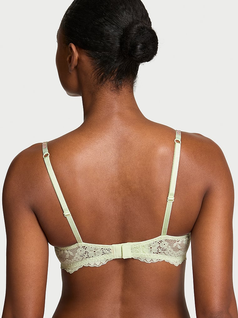 Victoria's Secret, Dream Angels Peony Embroidery Lightly Lined Demi Bra, Mint Crush, onModelBack, 2 of 4 Tsheca  is 5'9" or 175cm and wears 34B or Small