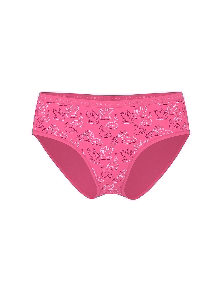 Victoria's Secret, Victoria's Secret Stretch Cotton Hiphugger Panty, Rose Garden Swans, offModelFront, 3 of 3