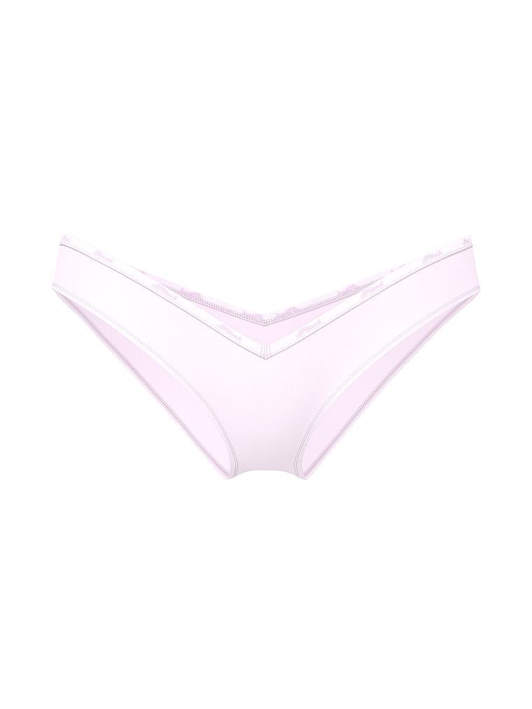 PINK Logo Cotton Tanga Panty, Pink Tulip, offModelFront, 3 of 3