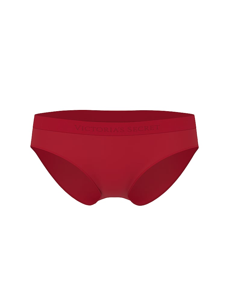 Victoria's Secret, Seamless Seamless Bikini Panty, Red Lacquer, offModelFront, 3 of 4