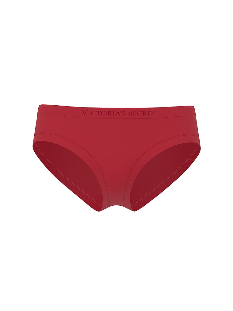 Victoria's Secret, Seamless Seamless Shine Hiphugger Panty, Red Lacquer, offModelFront, 3 of 4