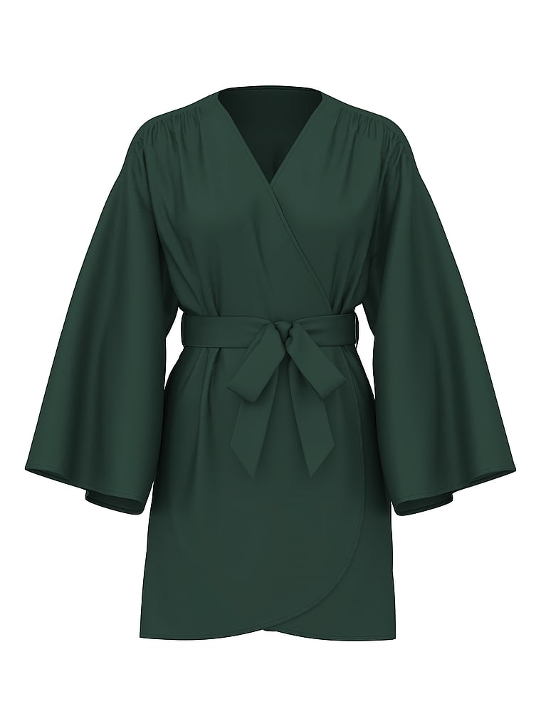 Satin Sheer Stripe Short Robe