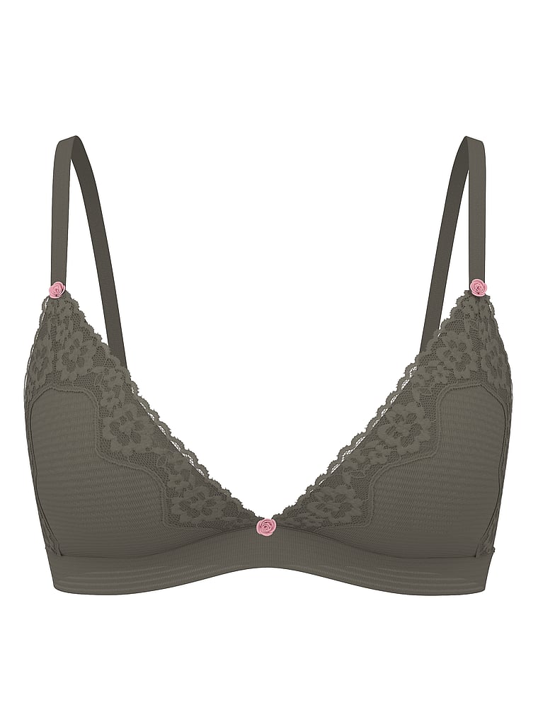 Victoria's Secret, The T-shirt SoSoft™ Modal Ultra-Fine Triangle Bralette, Expedition Green, offModelFront, 3 of 3
