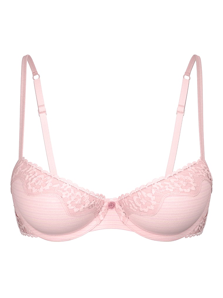 Cotton Shadow Stripe Unlined Demi Bra