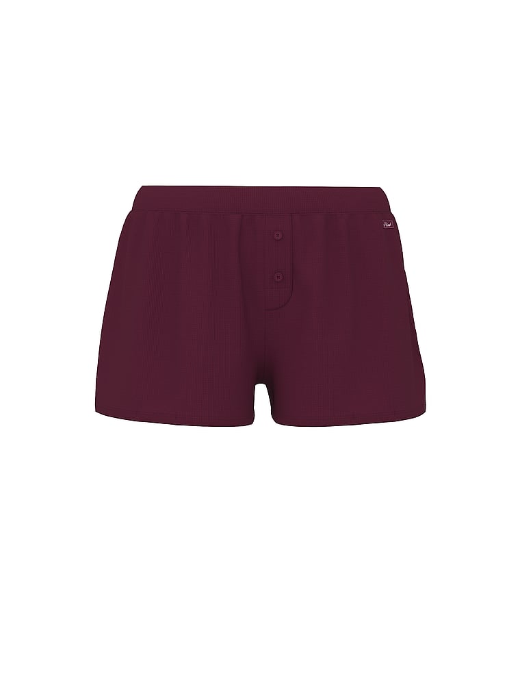 PINK Thermal Henley Pajama Shorts, offModelFront, 3 of 3