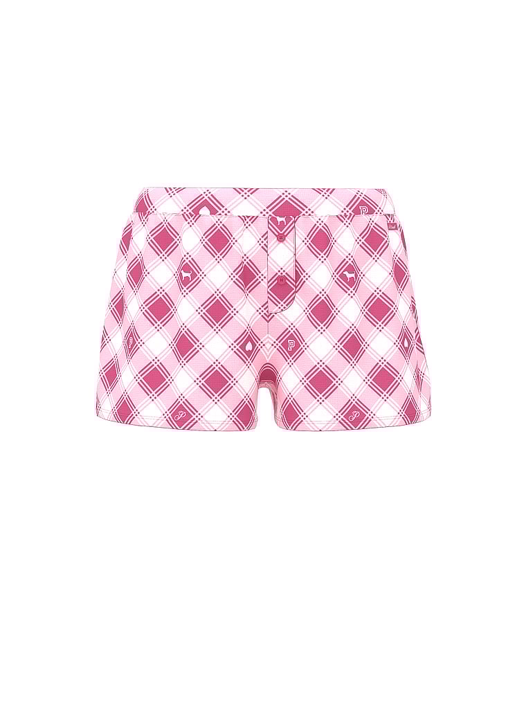 PINK Thermal Henley Pajama Shorts, offModelFront, 3 of 3