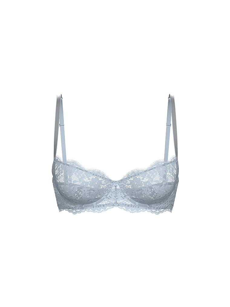 Wicked Twinkle Silver Lace Unlined Balconette Bra