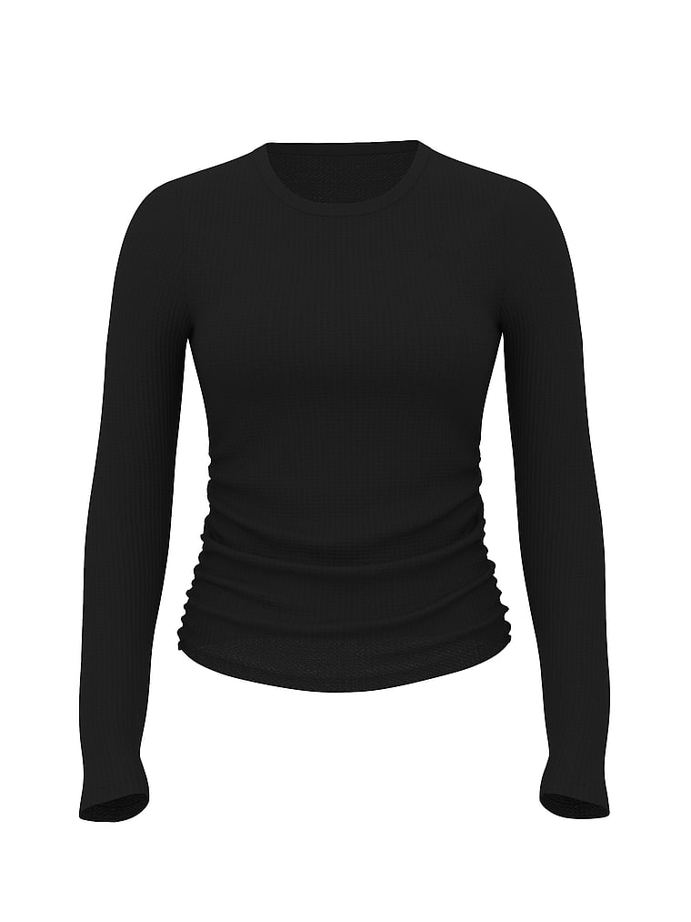 Waffle Knit Long-Sleeve Top