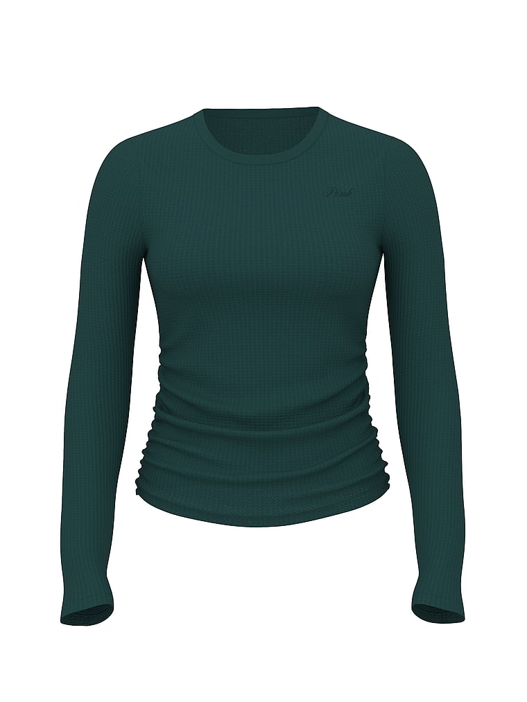 Waﬄe Knit Long-Sleeve Top